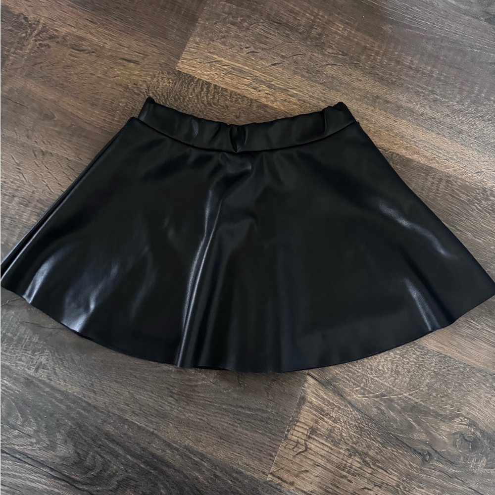 Toddler Black Leather Skirt